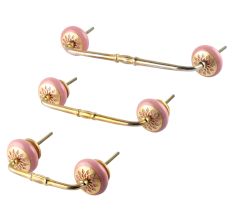Pink Strewn Flat Ceramic Bridge Handle