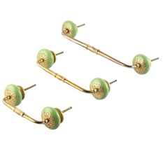 Pea Green Strewn Flat Ceramic Bridge Handle