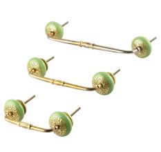 Pea Green Strewn Flat Ceramic Bridge Handle