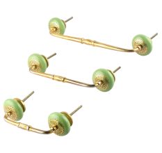 Pea Green Strewn Flat Ceramic Bridge Handle