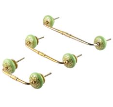 Pea Green Strewn Flat Ceramic Bridge Handle