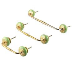 Pea Green Strewn Flat Ceramic Bridge Handle