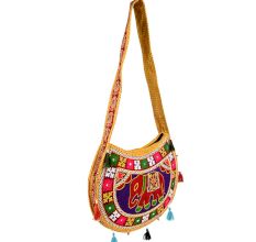 Round Elephant Hand Embroidered Sling Bag