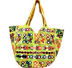 Green Banjara Shoulder Bag Coin Mirror Patchwork