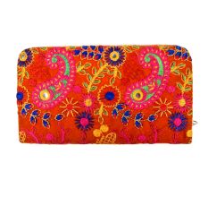 Orange Embroidered Clutch