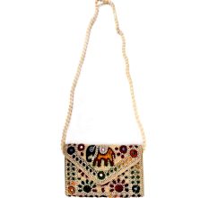 Beige Colorful Traditional Clutch