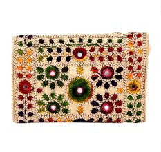Beige Colorful Traditional Clutch