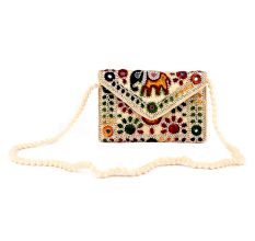 Beige Colorful Traditional Clutch