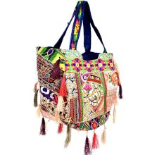 Navy Blue Sling Tribal Banjara Bag With Tassels