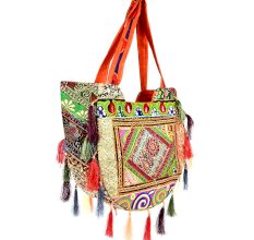 Orange Sling Tribal Banjara Bag With Tassels