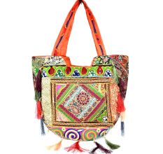 Orange Sling Tribal Banjara Bag With Tassels