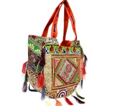 Orange Sling Tribal Banjara Bag With Tassels