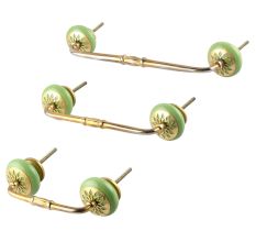 Pea Green Strewn Flat Ceramic Bridge Handle