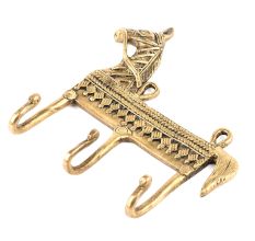 Engraved Brass Horse Hooks with 3 Pegs