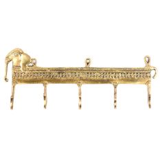 Tribal Elephant Elongated 5 Wall Hooks