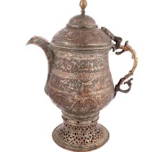Engraved Copper Samovar with Flora and Leaf Design