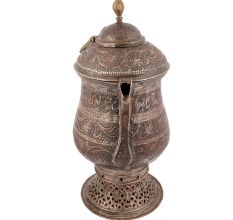 Engraved Copper Samovar with Flora and Leaf Design