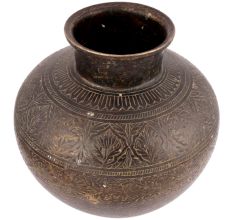 Vintage Hand Carved Design Brass Water Pot Lota