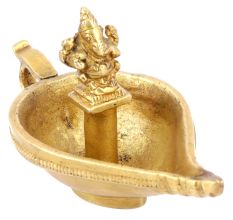 Brass Diya Oil Lamp with Ganesha Statue