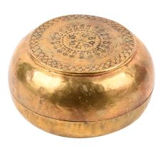 Round Brass Roti Box with Engraved Lid