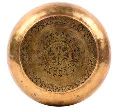 Round Brass Roti Box with Engraved Lid