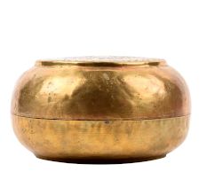 Round Brass Roti Box with Engraved Lid