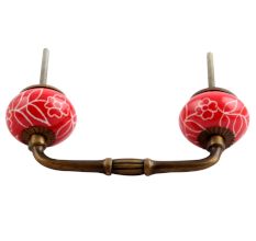 Red Leaf Floral Ceramic Bridge Handle