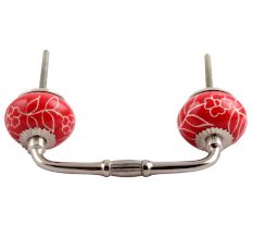 Red Leaf Floral Ceramic Bridge Handle