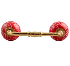 Red Leaf Floral Ceramic Bridge Handle