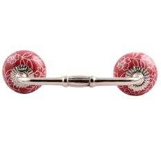Dark Pink Leaf Floral Ceramic Bridge Handle