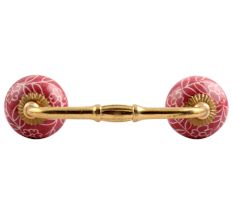 Dark Pink Leaf Floral Ceramic Bridge Handle