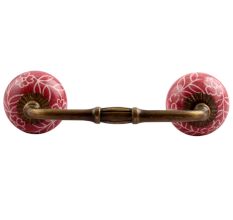 Dark Pink Leaf Floral Ceramic Bridge Handle