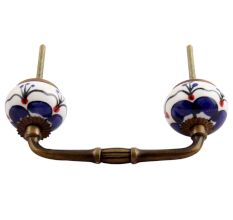 Navy Blue Canterbury Bells Ceramic Bridge Handle