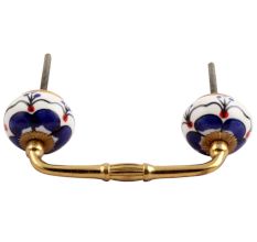 Navy Blue Canterbury Bells Ceramic Bridge Handle