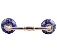 Navy Blue Leaf Floral Ceramic Bridge Handle