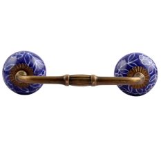 Navy Blue Leaf Floral Ceramic Bridge Handle