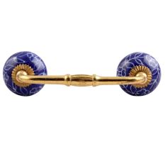 Navy Blue Leaf Floral Ceramic Bridge Handle