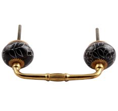 Black Leaf Floral Ceramic Bridge Handle