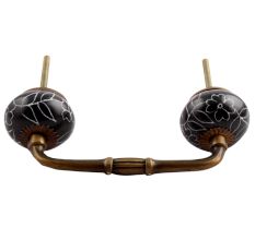 Black Leaf Floral Ceramic Bridge Handle