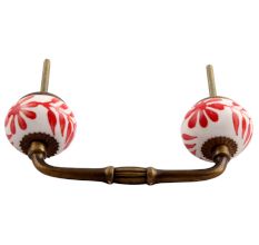 Red Leaf Floral Ceramic Bridge Handle