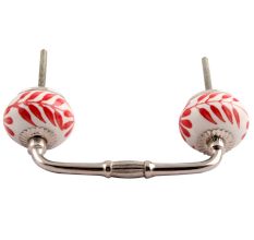 Red Leaf Floral Ceramic Bridge Handle