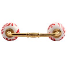 Red Leaf Floral Ceramic Bridge Handle