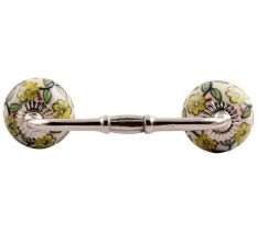 Green Leaf Floral Ceramic Bridge Handle