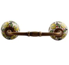 Green Leaf Floral Ceramic Bridge Handle