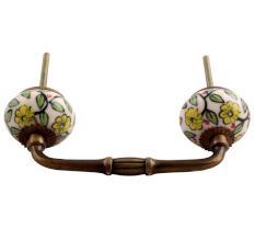 Green Leaf Floral Ceramic Bridge Handle