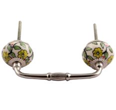 Green Leaf Floral Ceramic Bridge Handle