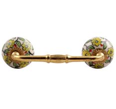 Green Leaf Floral Ceramic Bridge Handle
