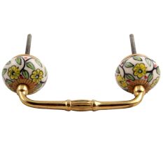 Green Leaf Floral Ceramic Bridge Handle