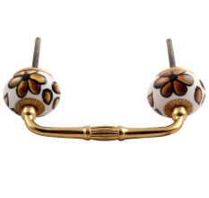 Brown Hibiscus Flower Ceramic Bridge Handle