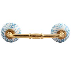 Turquoise Leaf Floral Ceramic Bridge Handle